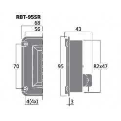 Monacor RBT-95SR Wstęgowy głośnik wysokotonowy, 70W MAX/40W RMS/8Ω